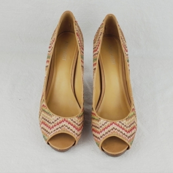 Nine west kendraho woven peep toe platform heels - Picture 2 of 11